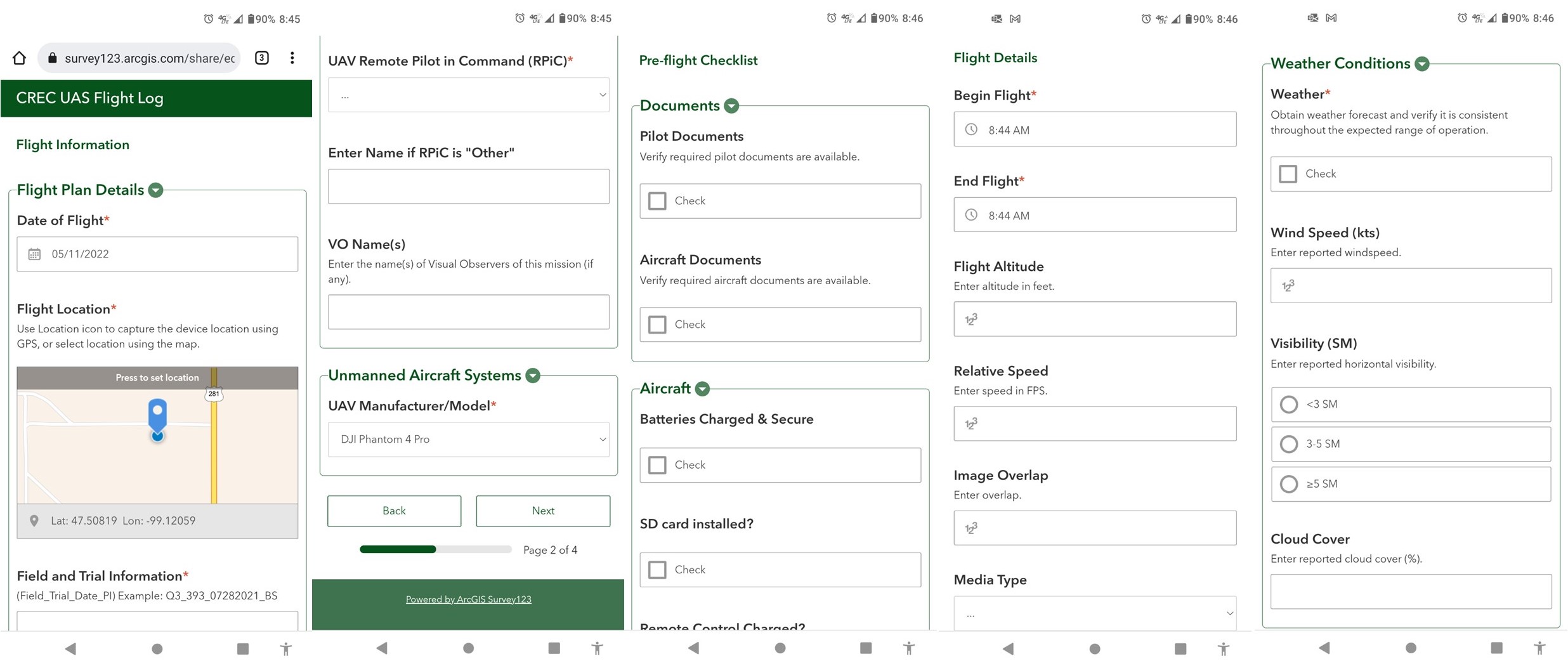 Example screenshots from UAS Mission Logger