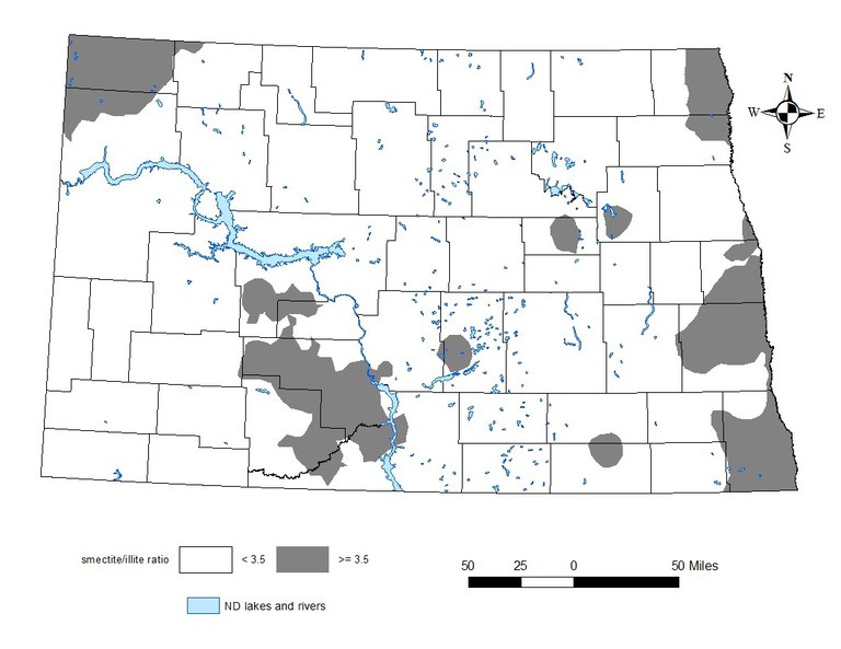 Figure 2. Smectite-to-illite clay chemistry for soils in North Dakota from a soil sampling survey conducted in 2017.