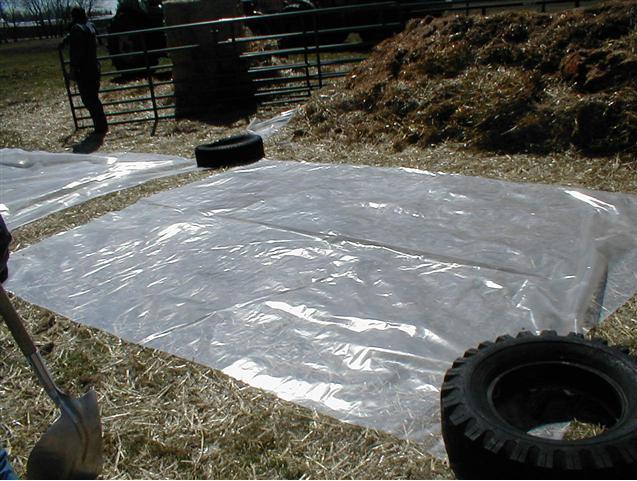 Figure 3. This is a step-by-step look at the composting pile construction procedure: placing liner
