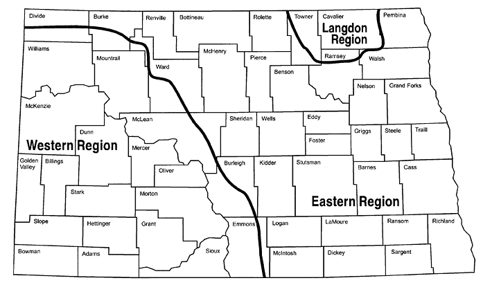 Figure 1. Agri-climatology zones in North Dakota for consideration of N rates.