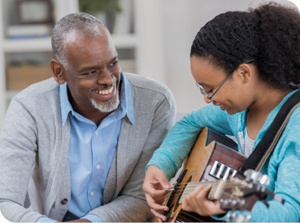 Smiling grandparent and grandchild