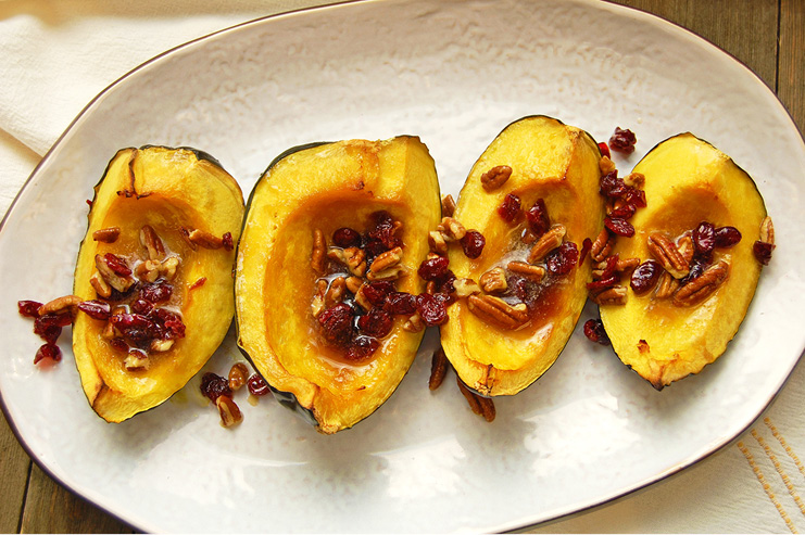 Roasted Acorn Squash With Nuts and Cranberries