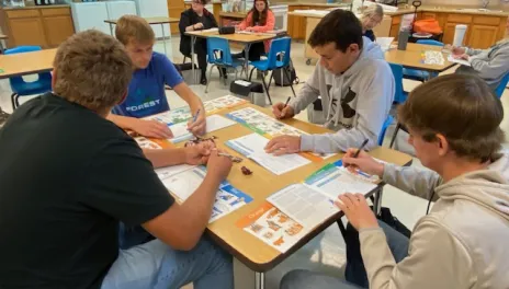 A group of students working together during Building Tomorrow's Leadersh