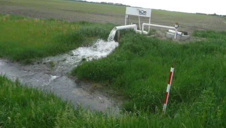 Agriculture pump pumping water in a crop field
