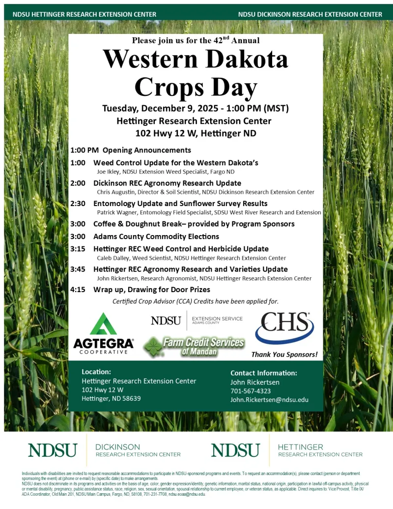 2025 Western Dakota Crops Day flyer