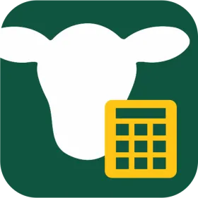App icon with yellow calculator and white cow head