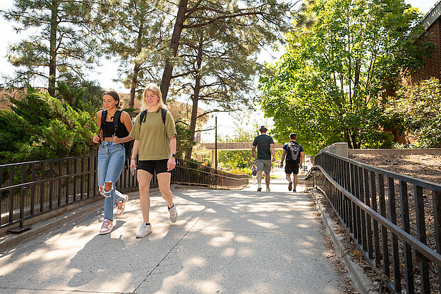 Students on bridge
