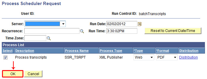 Sample View of Campus Connection Screen