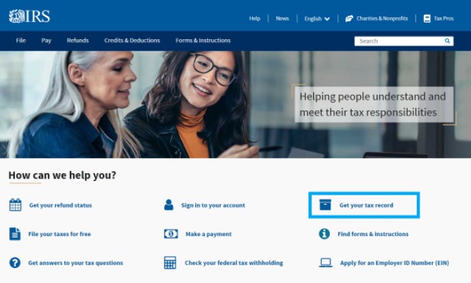 Screen shot of IRS.gov homepage with