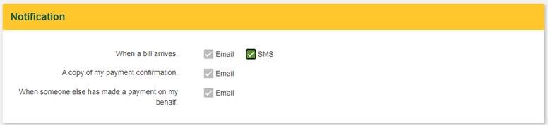 Screenshot of 'Notification' section of page.