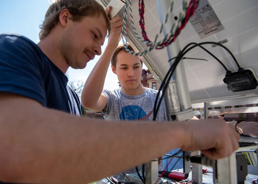 students working on an engineering project