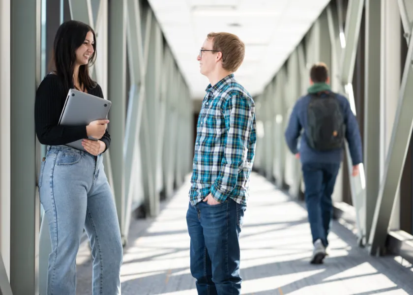 Master public policy students in hallway
