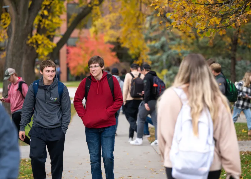 Students walking on campus