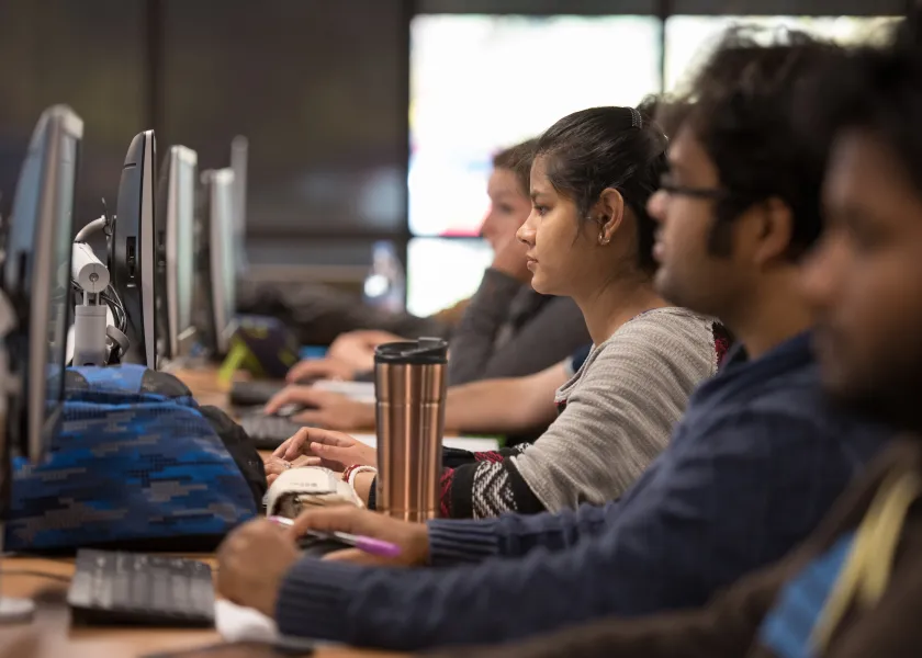 students working in a computer lab