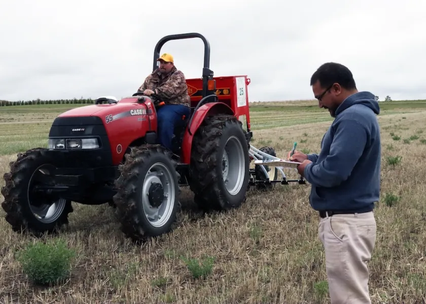 A farmer on a tractor