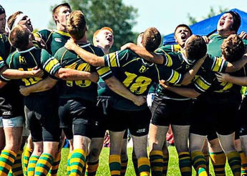 Rugby team huddle