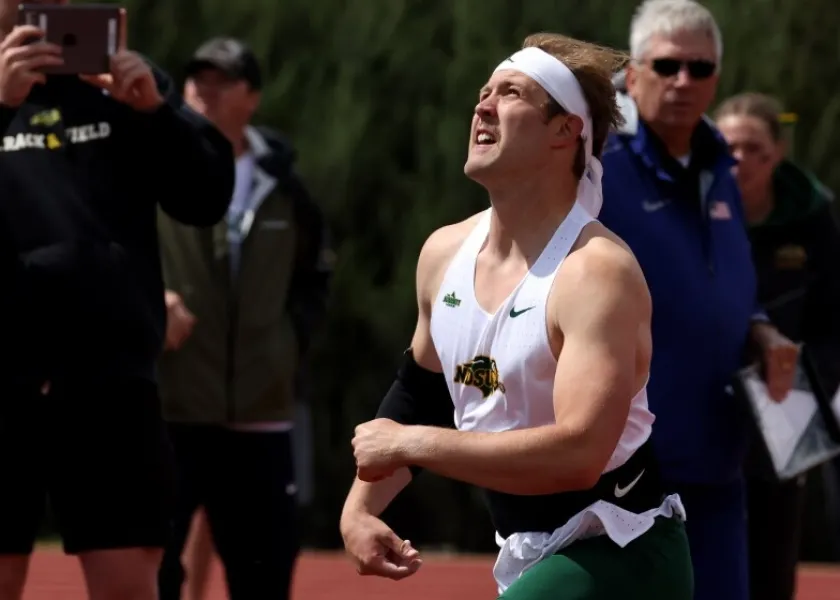 Sam Roller throwing the javelin.