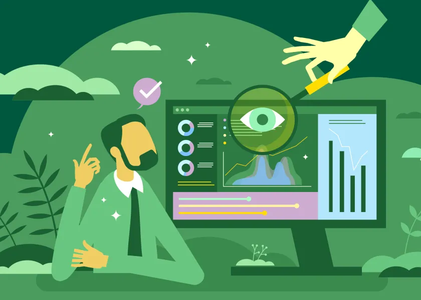 collage image showing researcher and computer screen