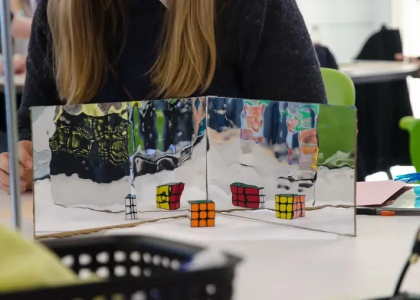 Students work on tables at Sonia Kovalevsky Day