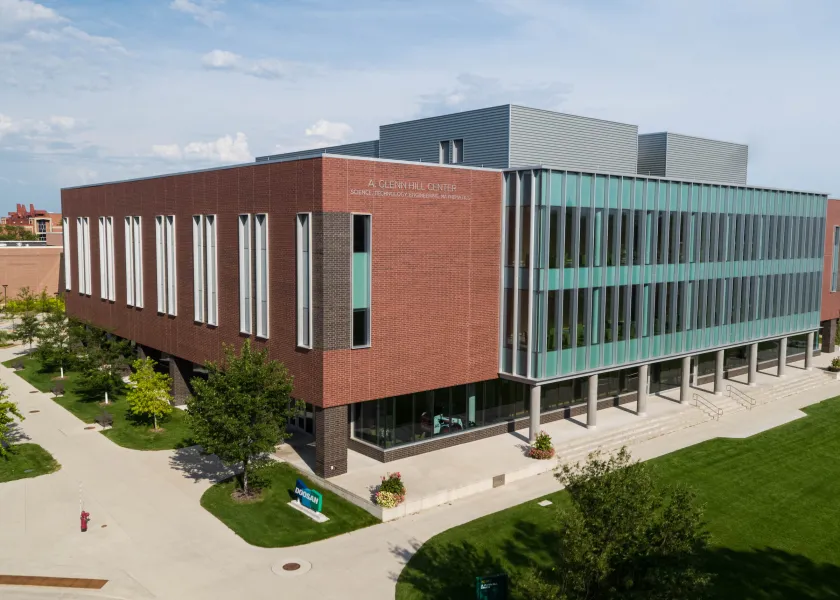 aerial view of A. Glenn Hill Center