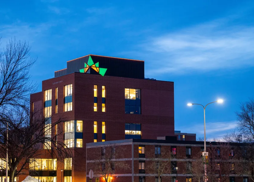 Aldevron Tower at night