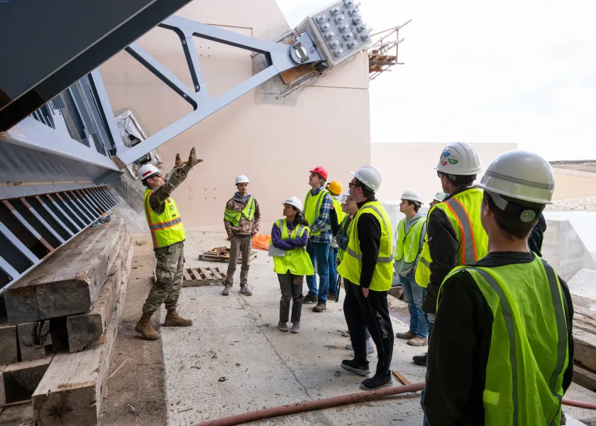 students on a Civil Engineering diversion field trip