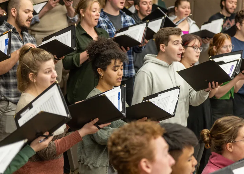 music students sing in choir practice