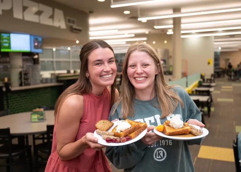 students enjoying the Late Night Breakfast tradtion
