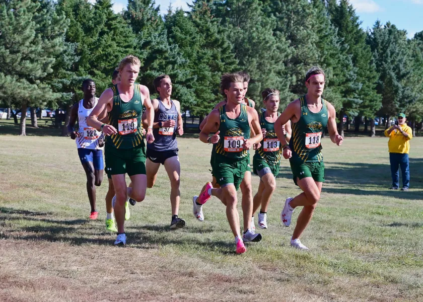 men's cross country team during competition
