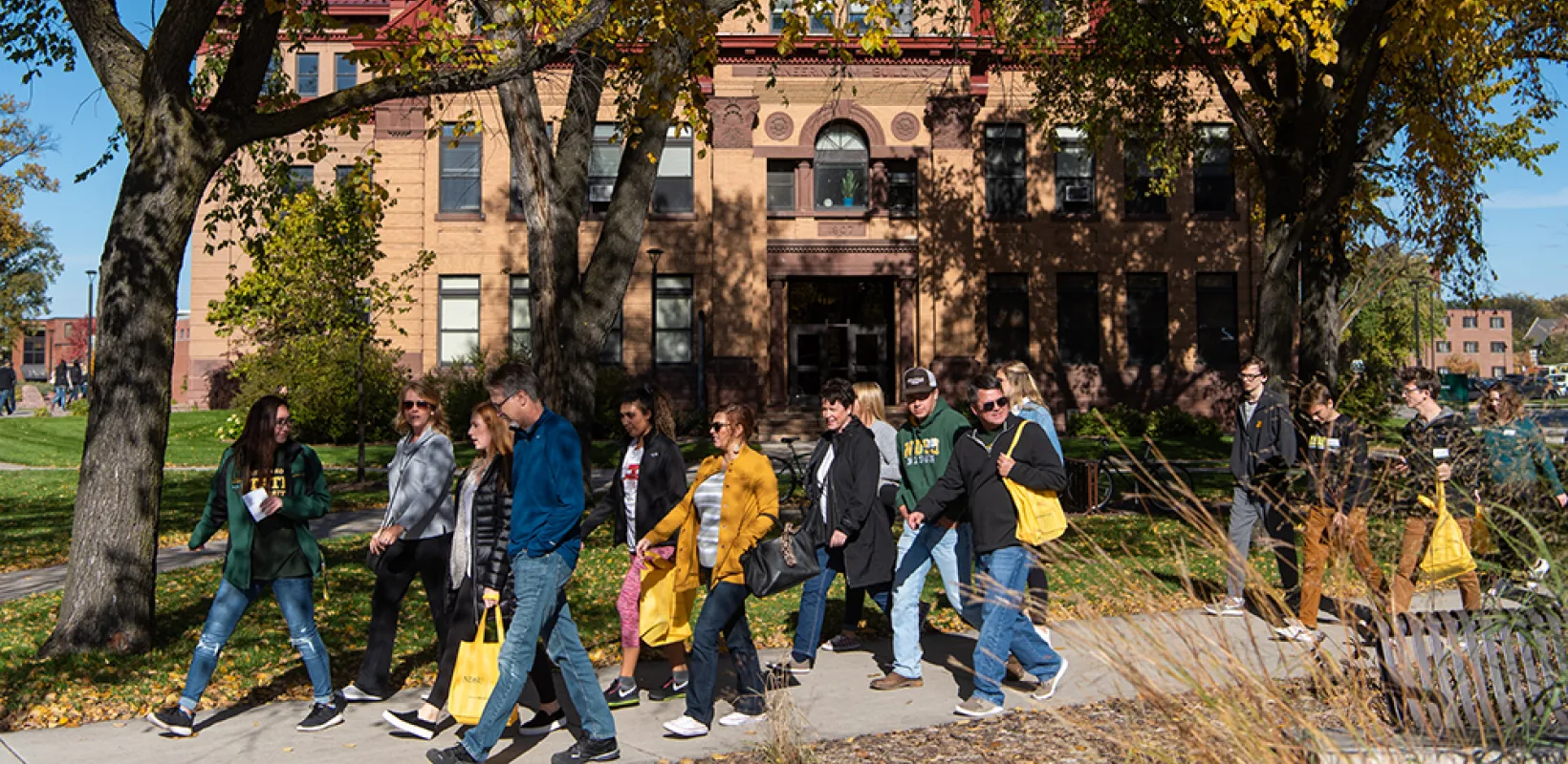 students walking on campus
