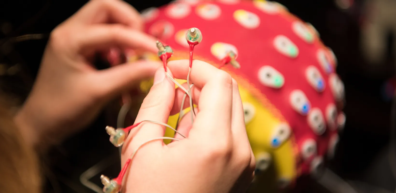 student adding leads to a testing apparatus