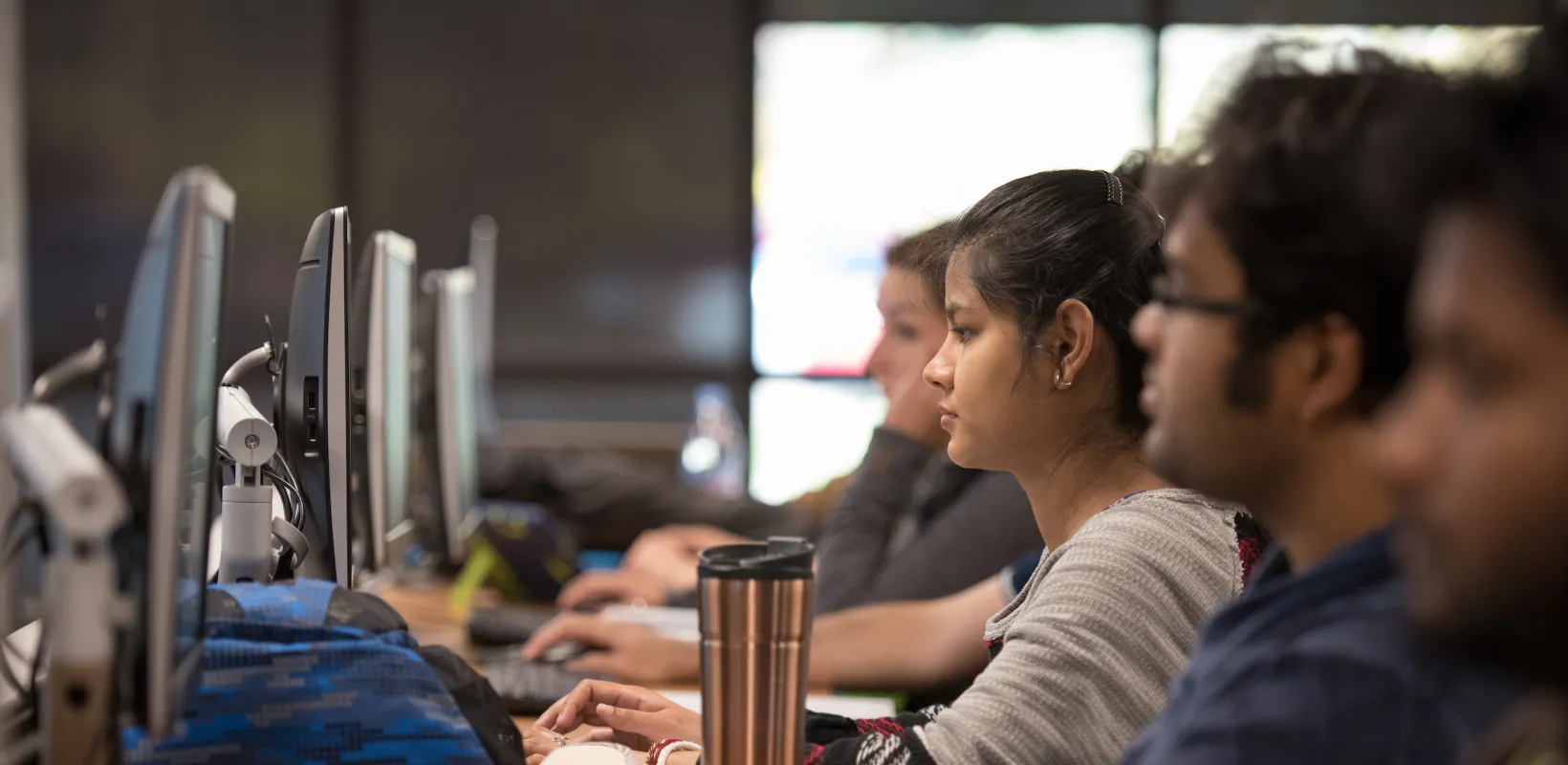 students working in a computer lab