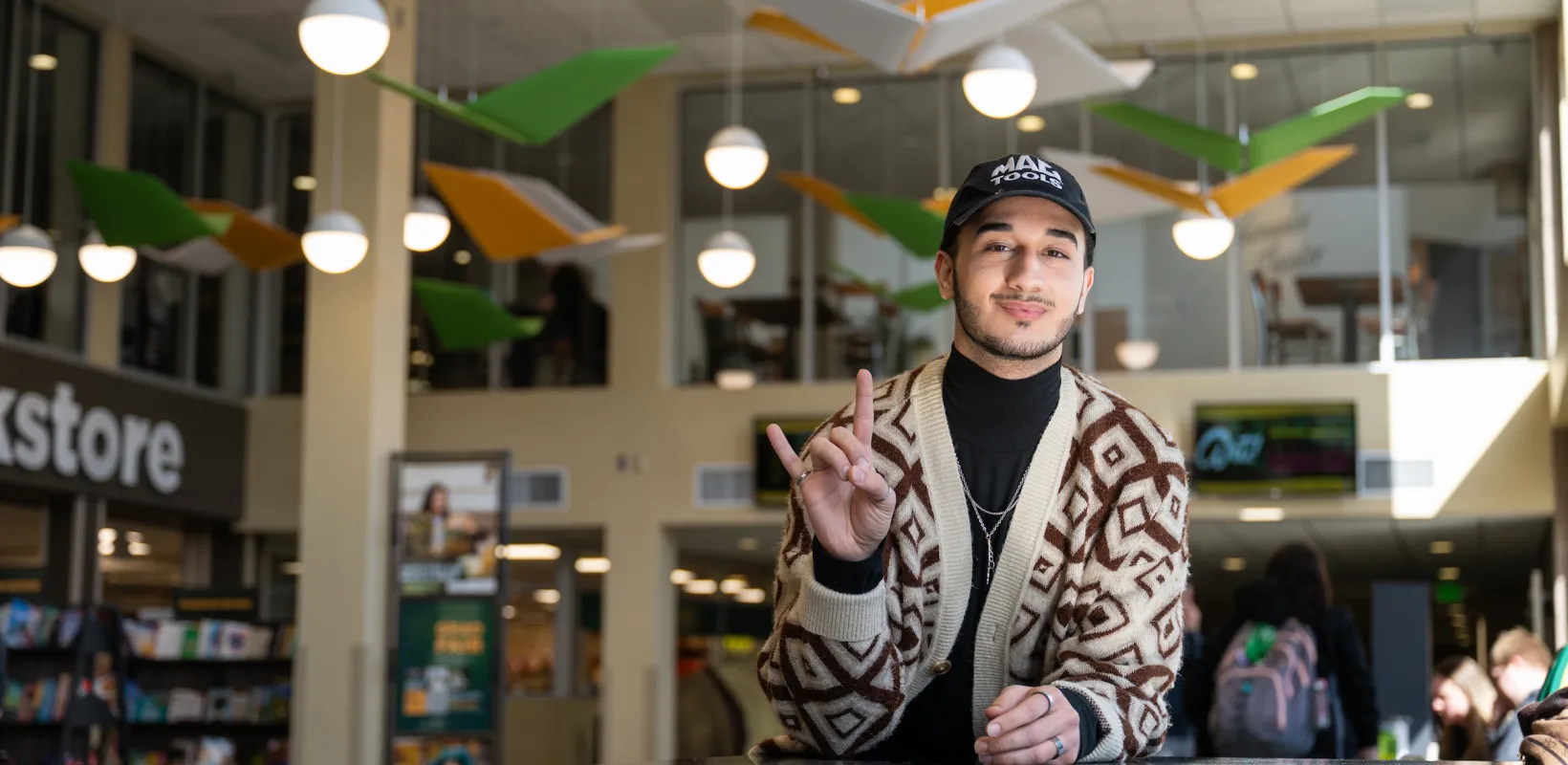 Student sitting in memorial union