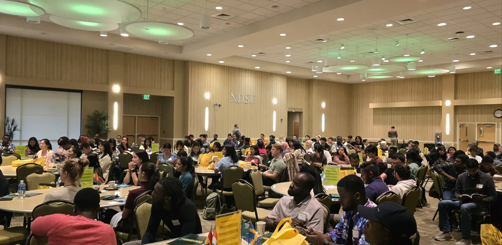 Students sitting at attention 