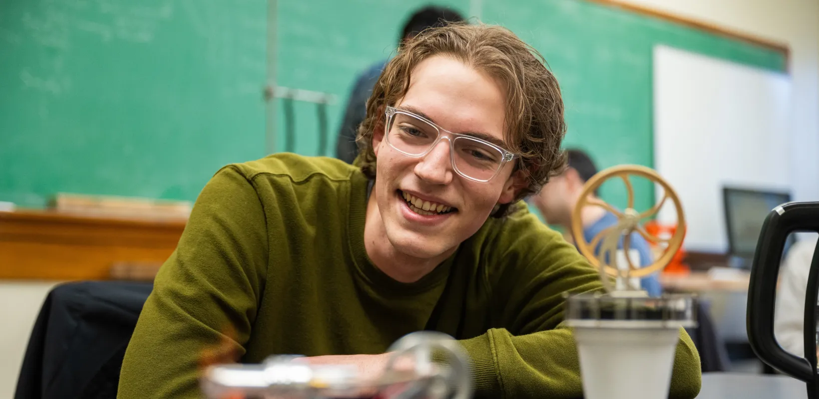 Student in chemistry classroom