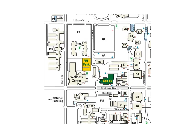 Van Es Hall on Campus Map
