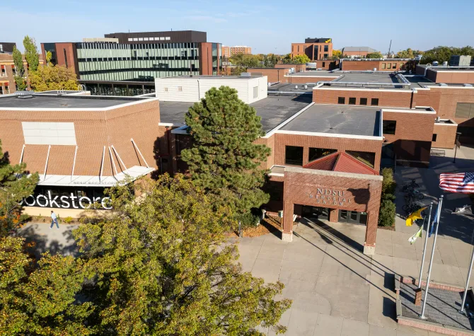 Memorial Union South entrance overhead view