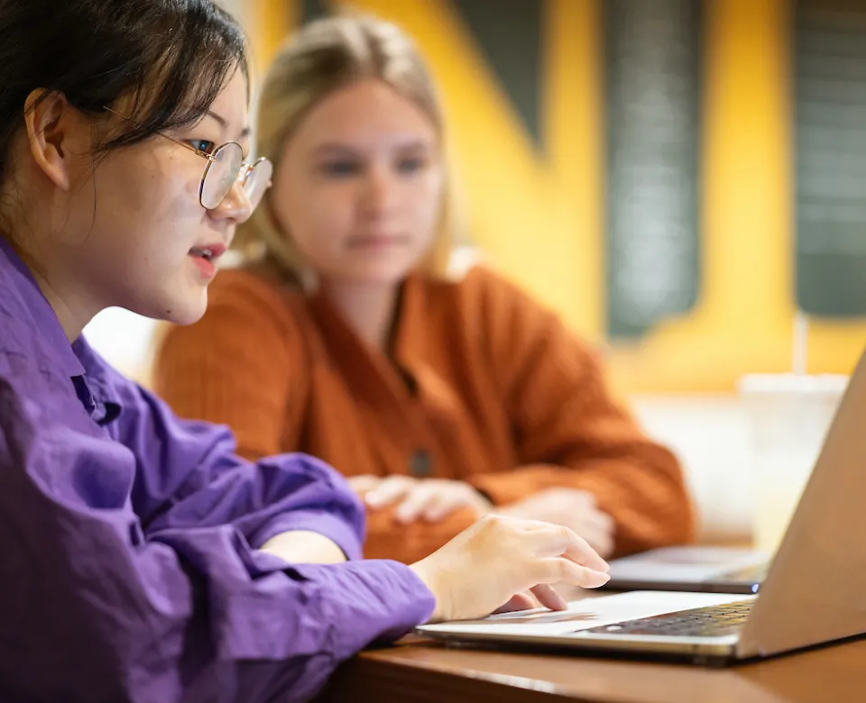 students studying together with a laptop