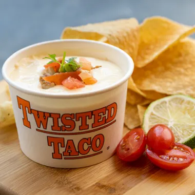 Queso and chips from Twisted Taco