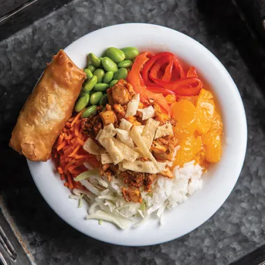 Asian grain bowl with an eggroll