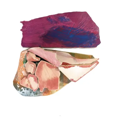 a sculpture featuring painted wood