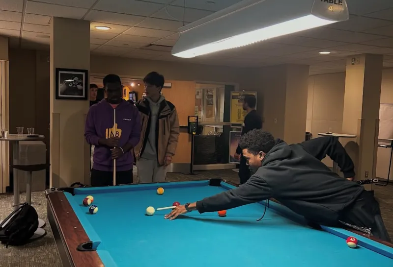 international Students playing pool