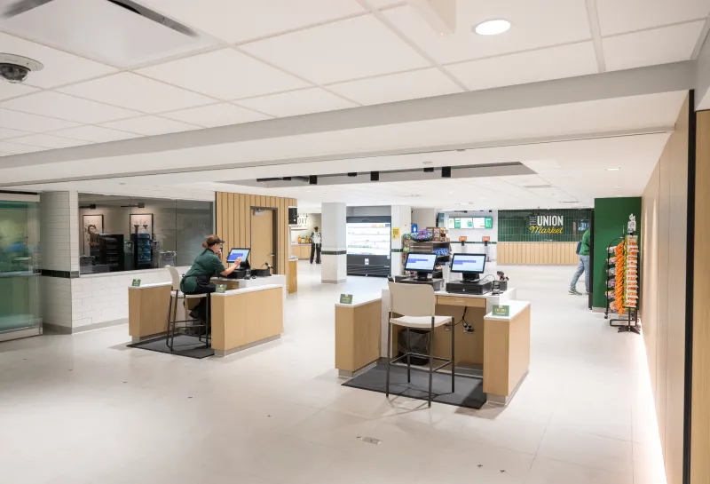 checkout stands in the union market