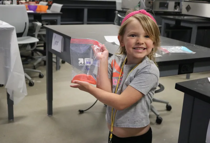 Girl smiling with slime