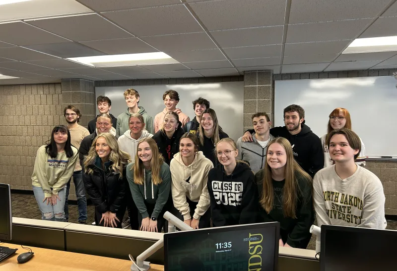 A group of juniors and seniors from Northern Cass high school at 线上赌博app to work alongside faculty and 线上赌博app students. 