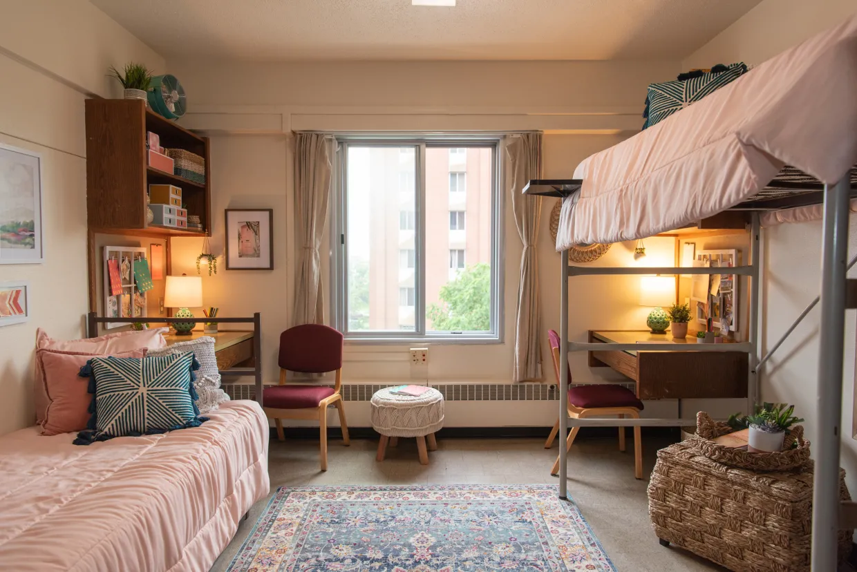 Beds in a high rise dorm room