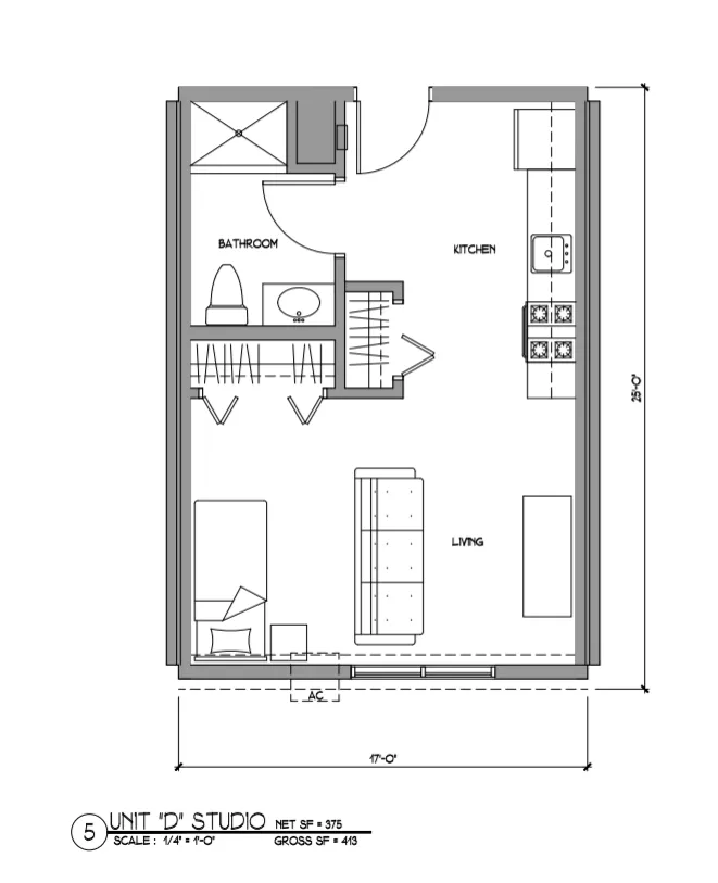 unit D studio floor plan