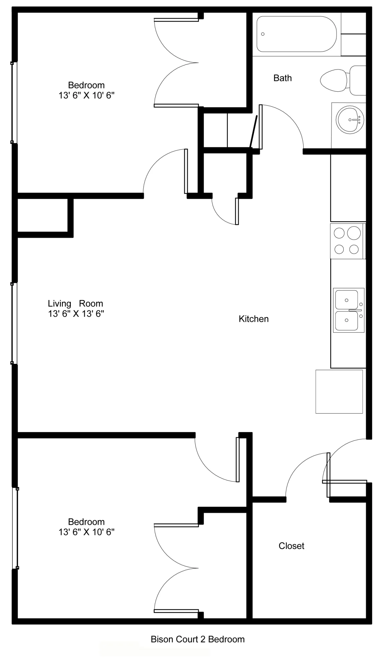 Bison court 2 bedroom floor plan