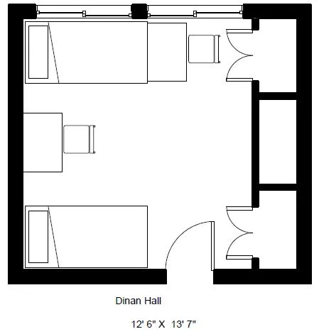 Dinan Hall Room Dimensions 12'6''x13'7''