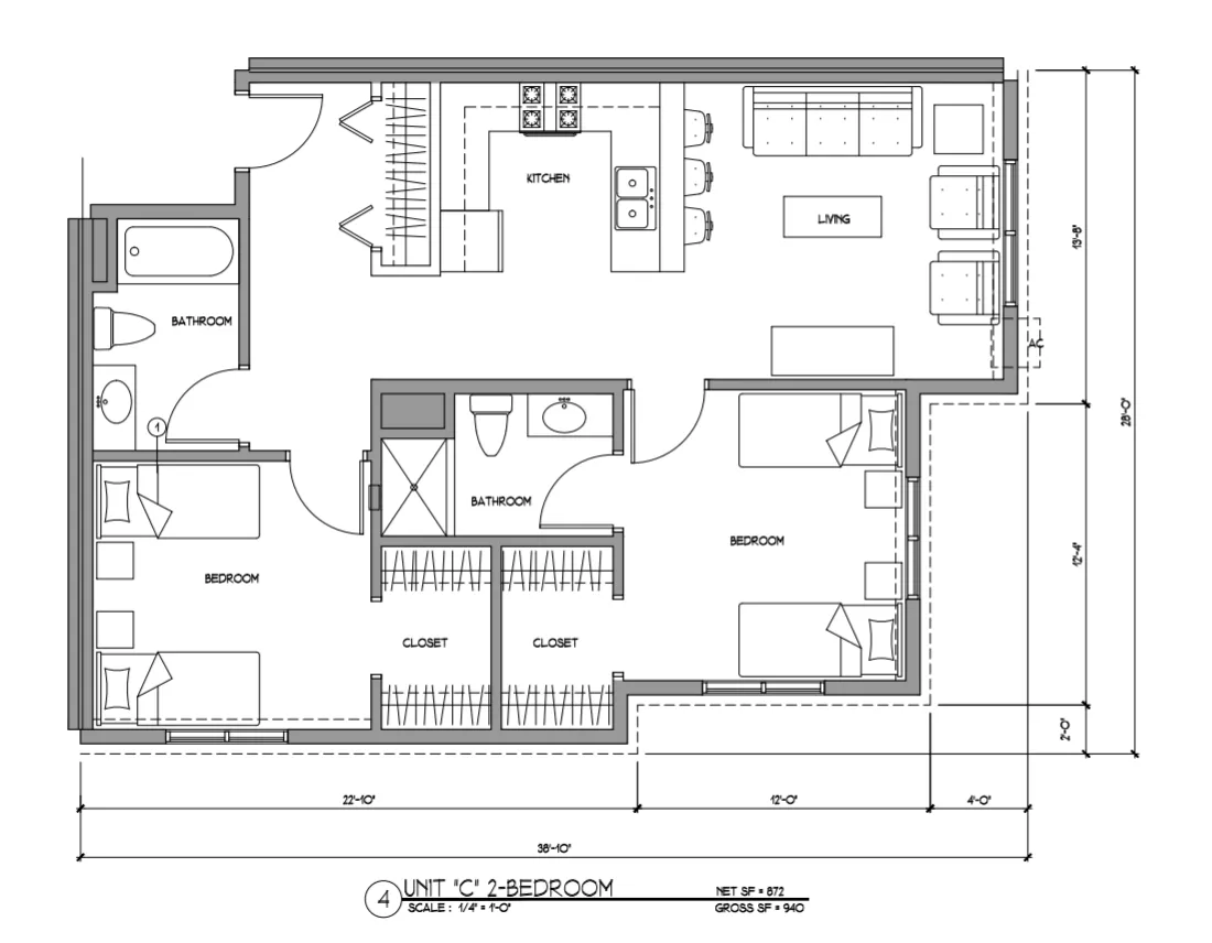 1701 unit c 2 bed floor plan